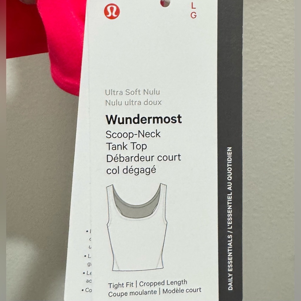 NWT Lululemon Wundermost Scoop-neck Cropped Tank Size L - Picture 3 of 6